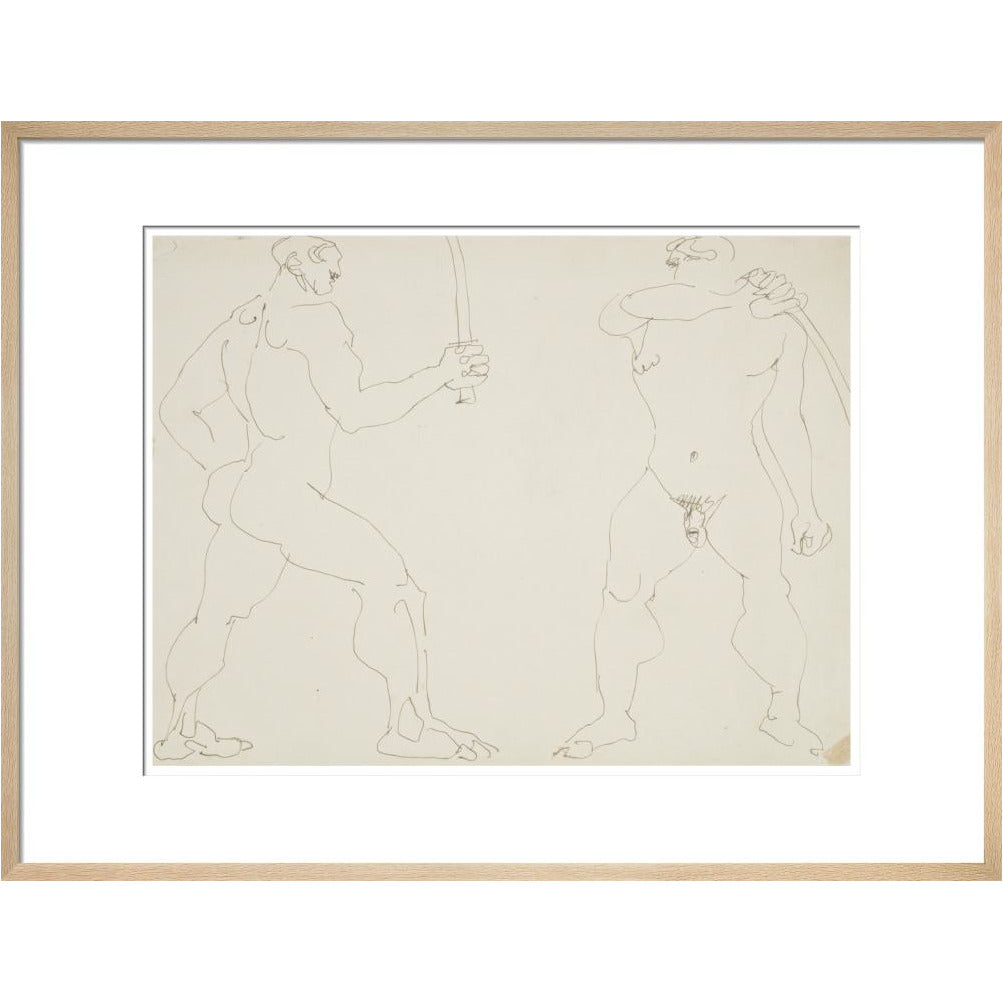 Two nude sword fighters - Art print