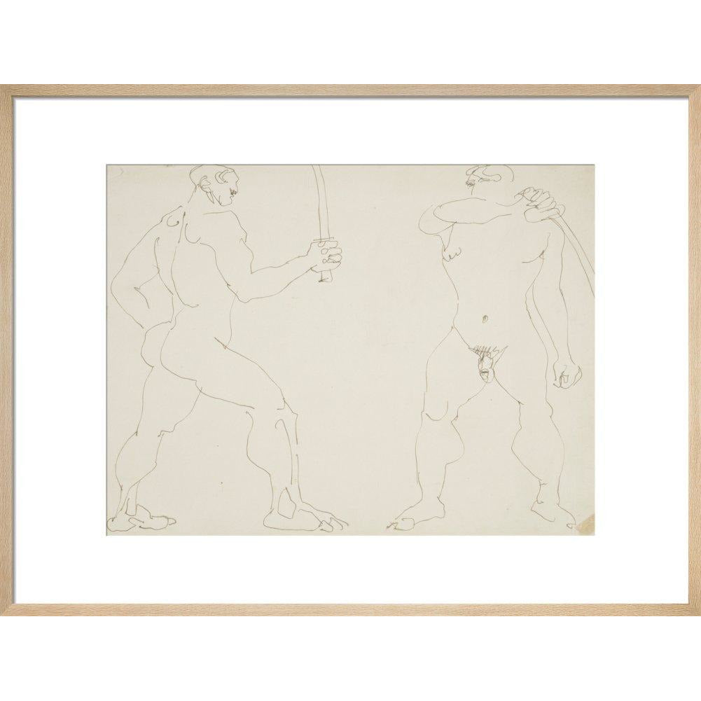 Two nude sword fighters - Art print