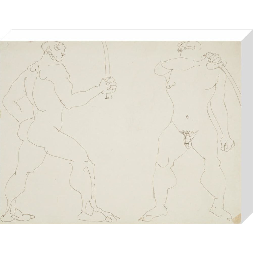 Two nude sword fighters - Art print