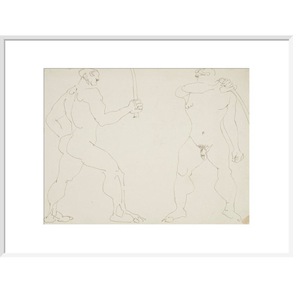 Two nude sword fighters - Art print
