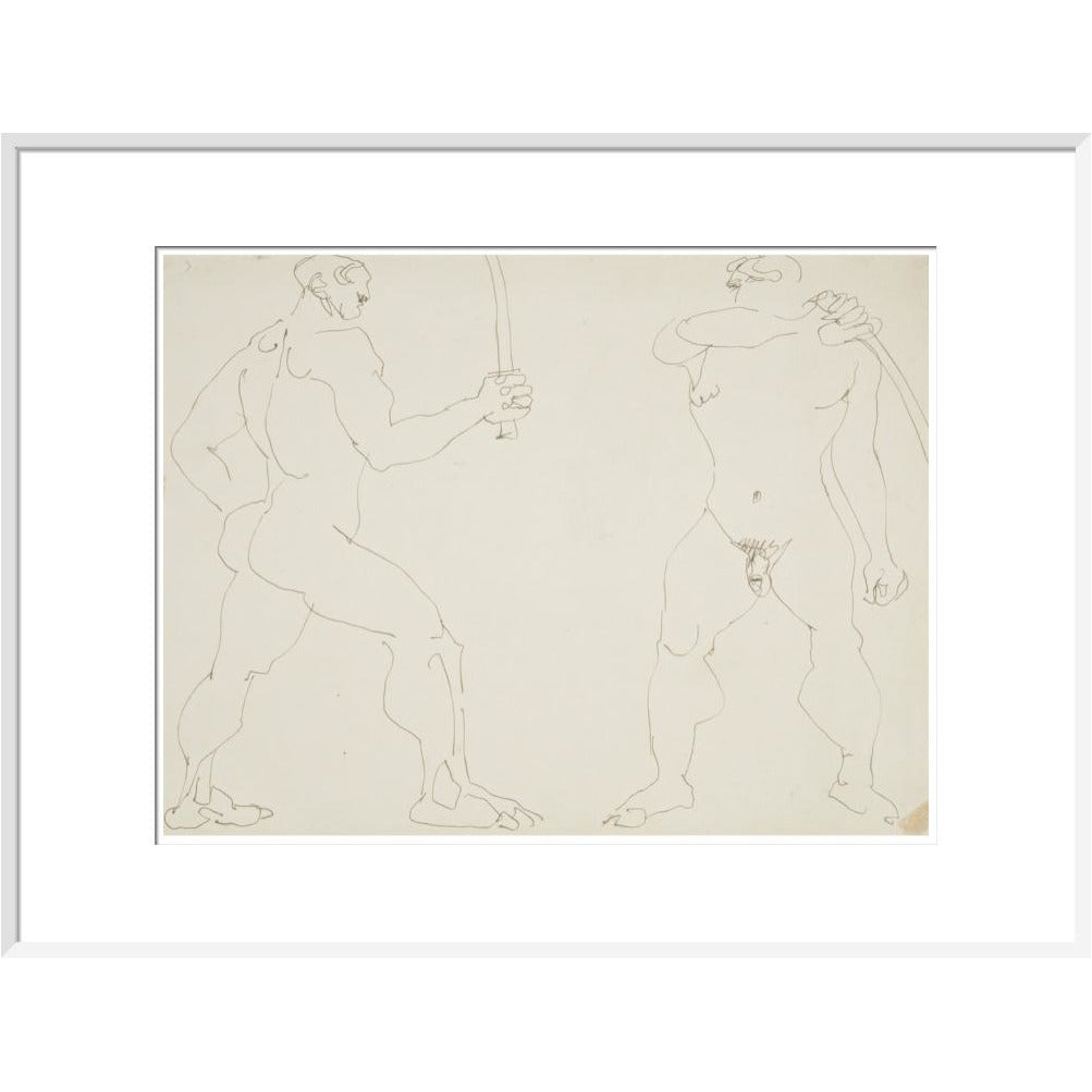 Two nude sword fighters - Art print