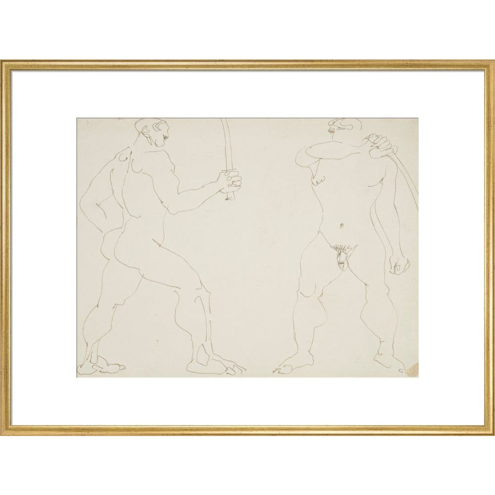 Two nude sword fighters - Art print