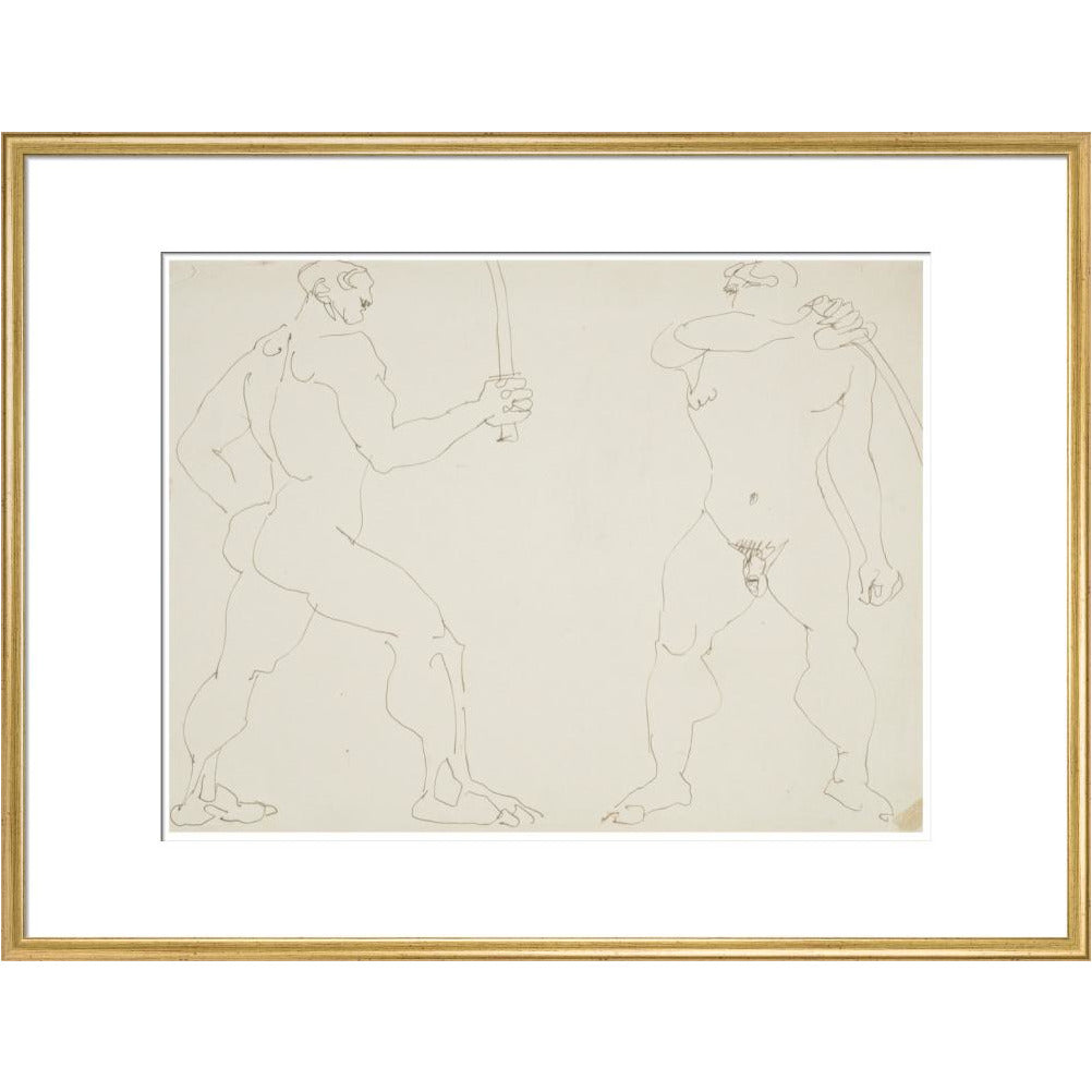 Two nude sword fighters - Art print