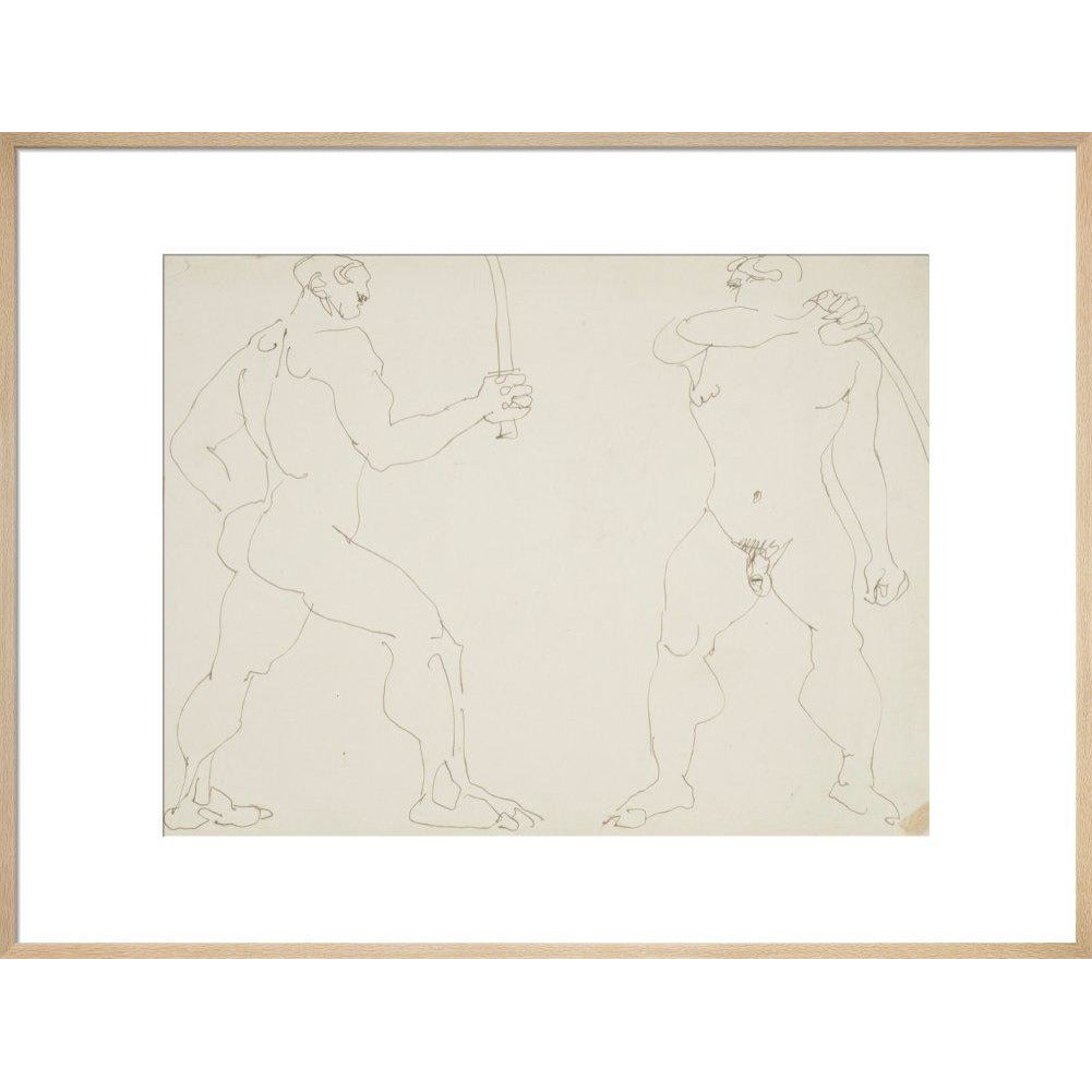 Two nude sword fighters - Art print