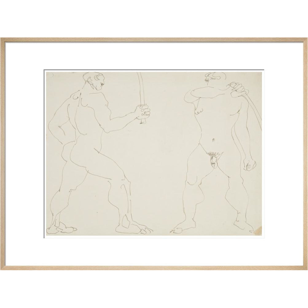 Two nude sword fighters - Art print