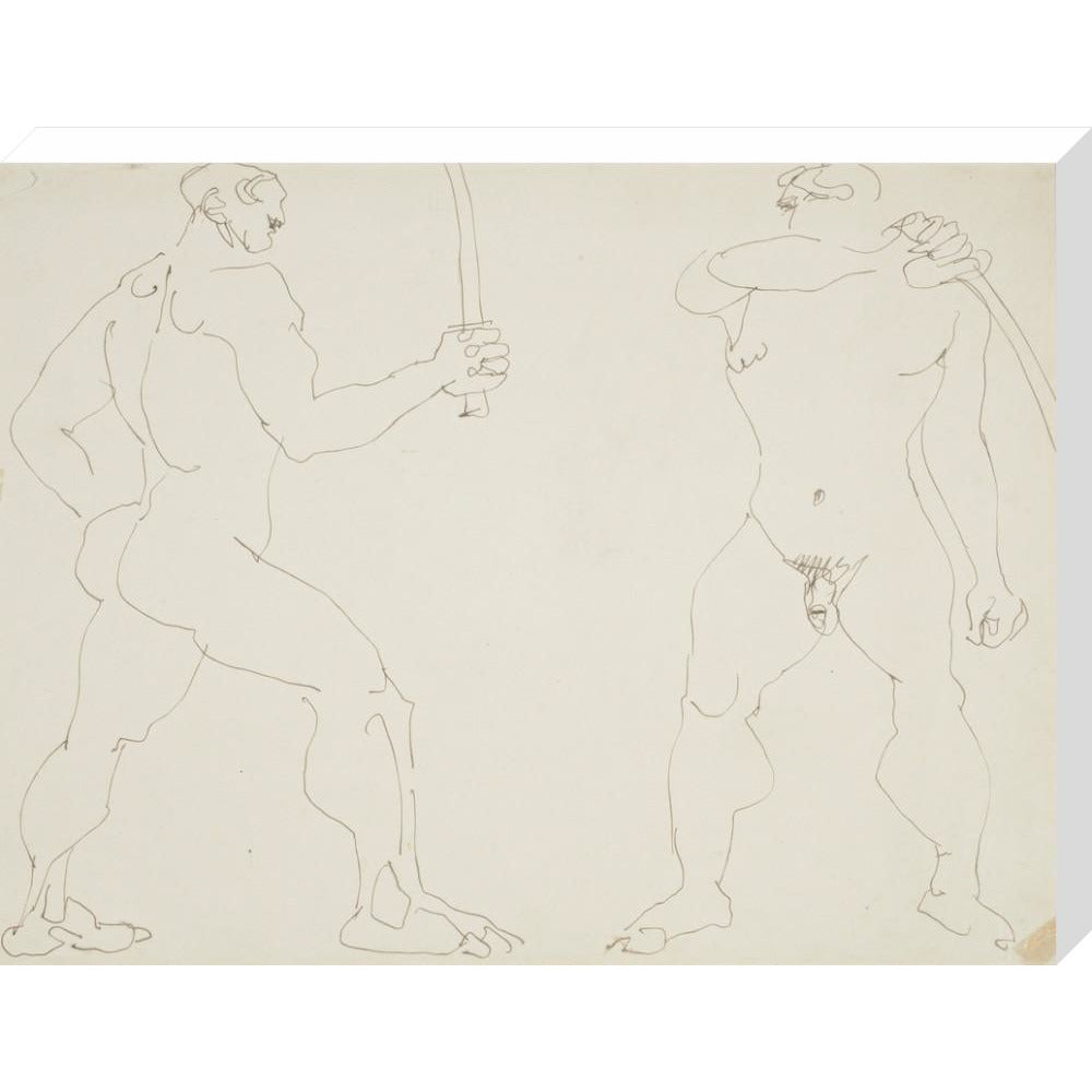 Two nude sword fighters - Art print