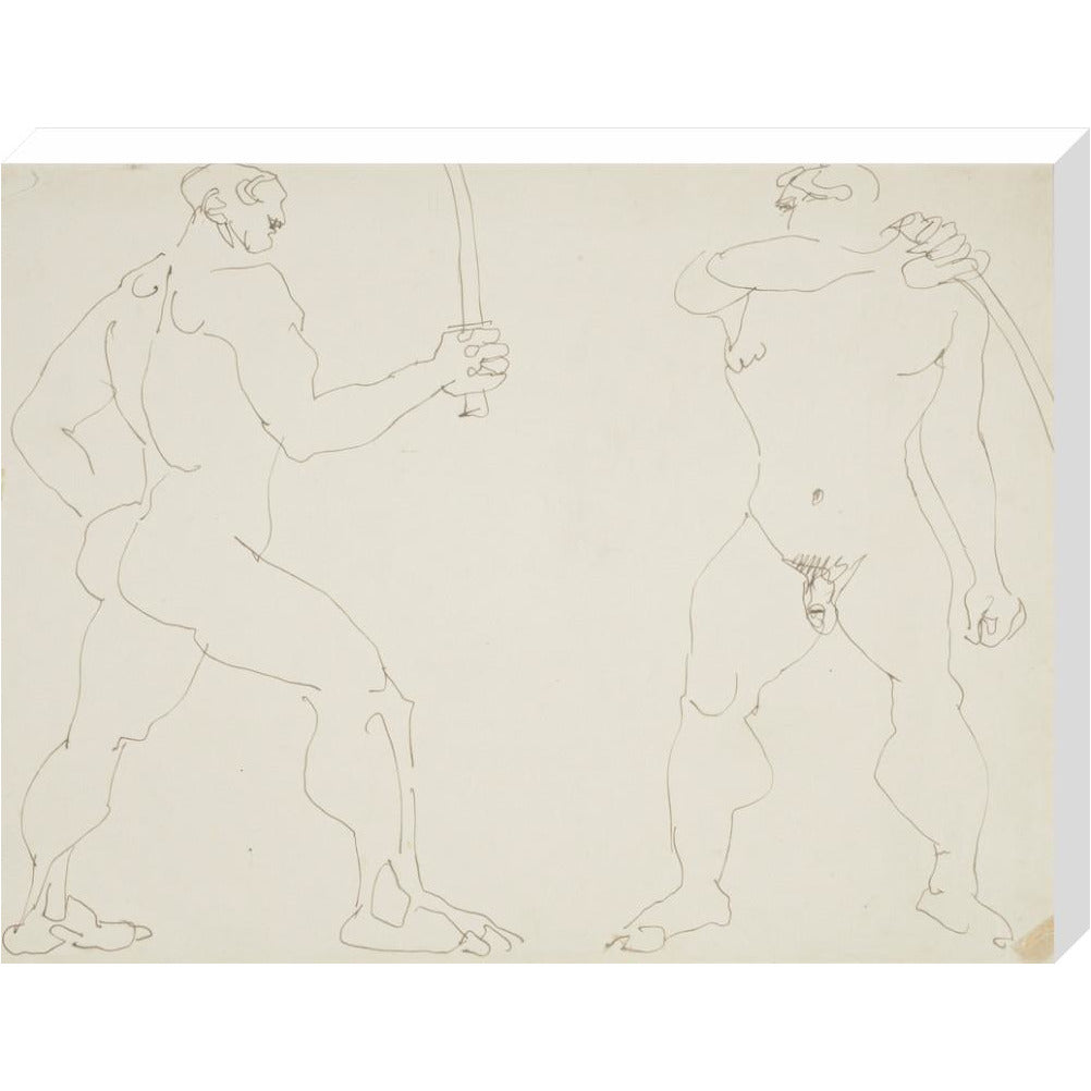 Two nude sword fighters - Art print