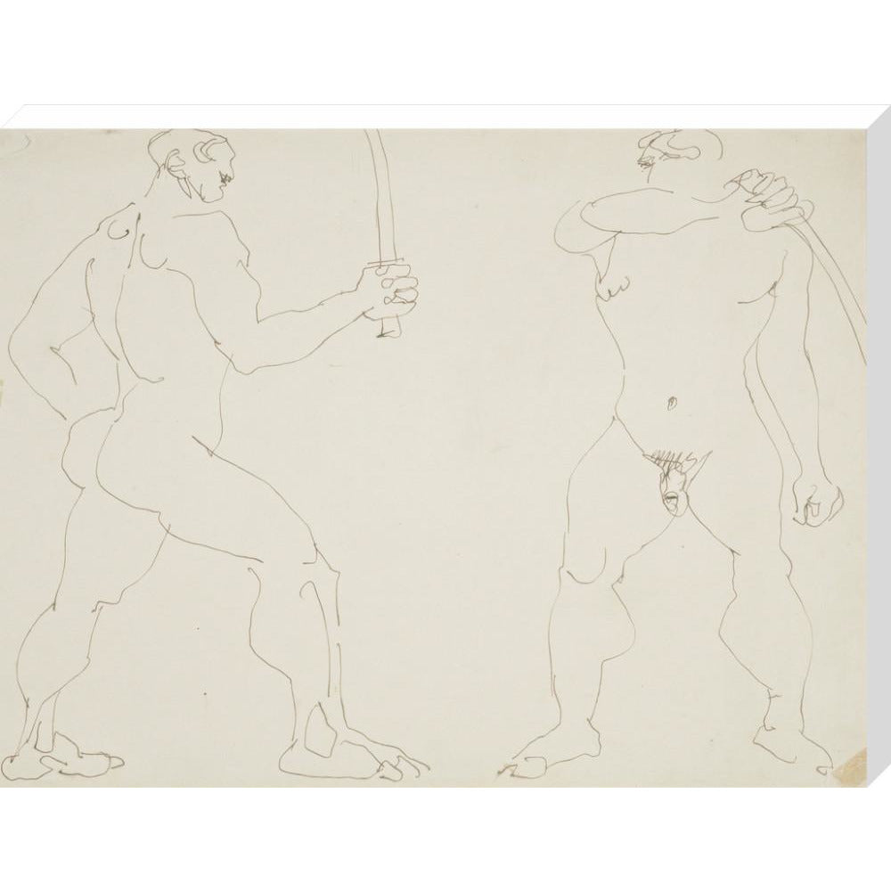 Two nude sword fighters - Art print