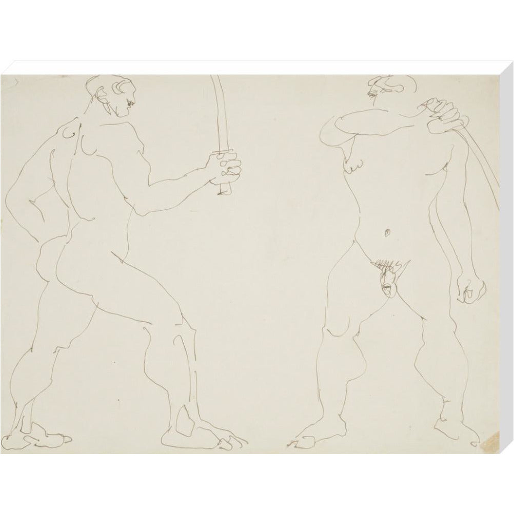 Two nude sword fighters - Art print