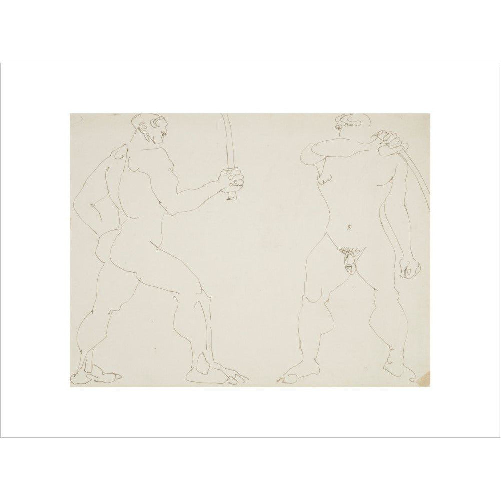 Two nude sword fighters - Art print