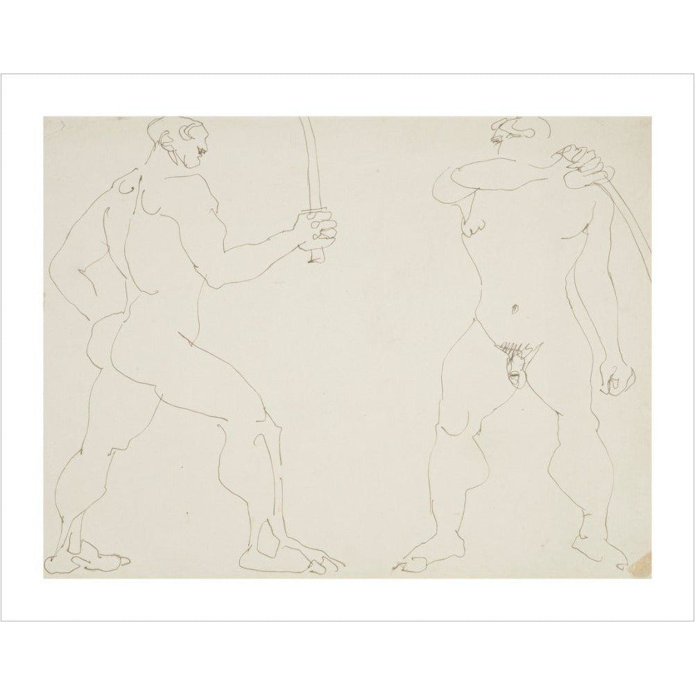 Two nude sword fighters - Art print