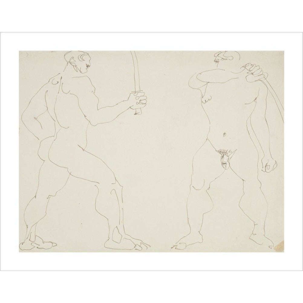 Two nude sword fighters - Art print