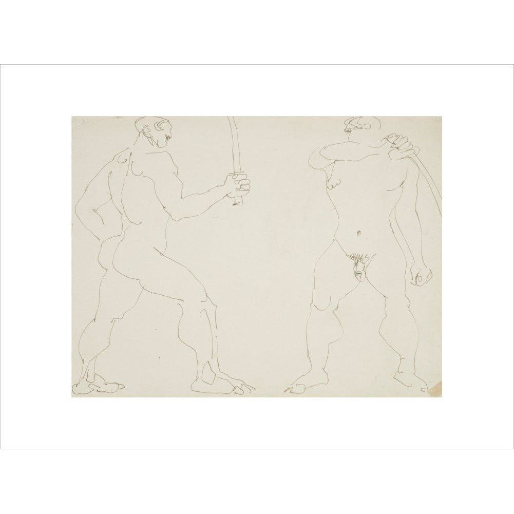 Two nude sword fighters - Art print