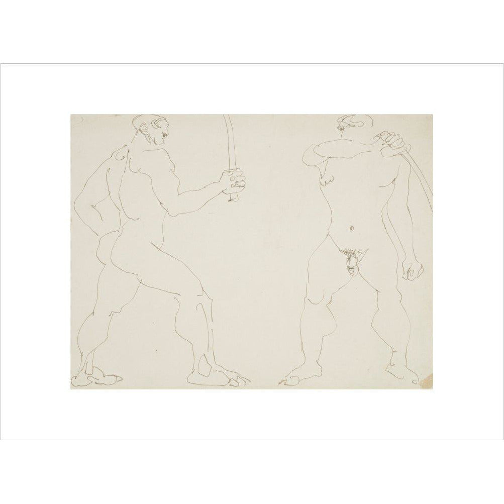 Two nude sword fighters - Art print