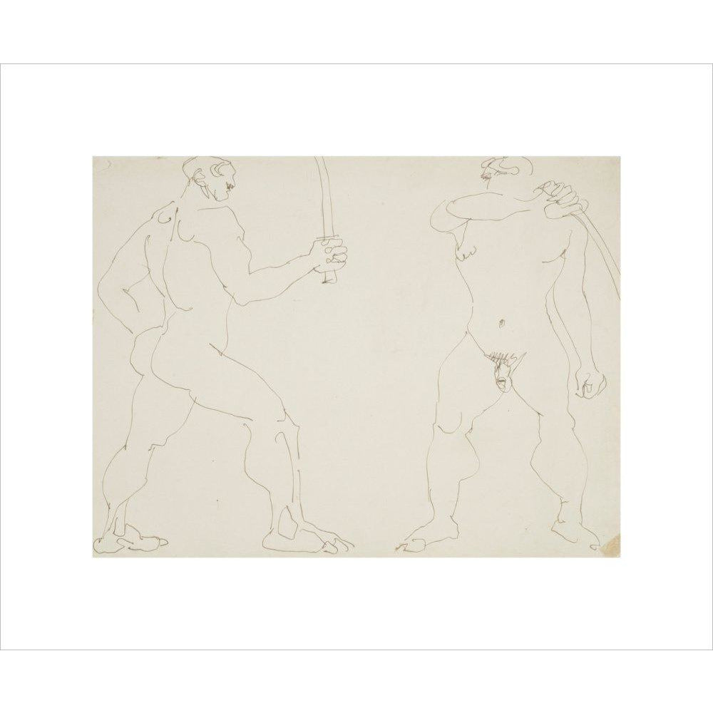 Two nude sword fighters - Art print