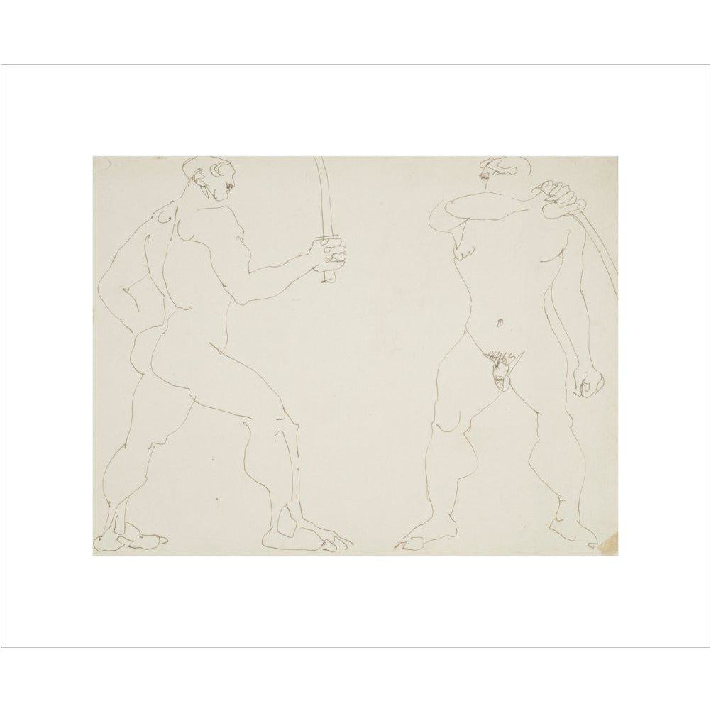 Two nude sword fighters - Art print