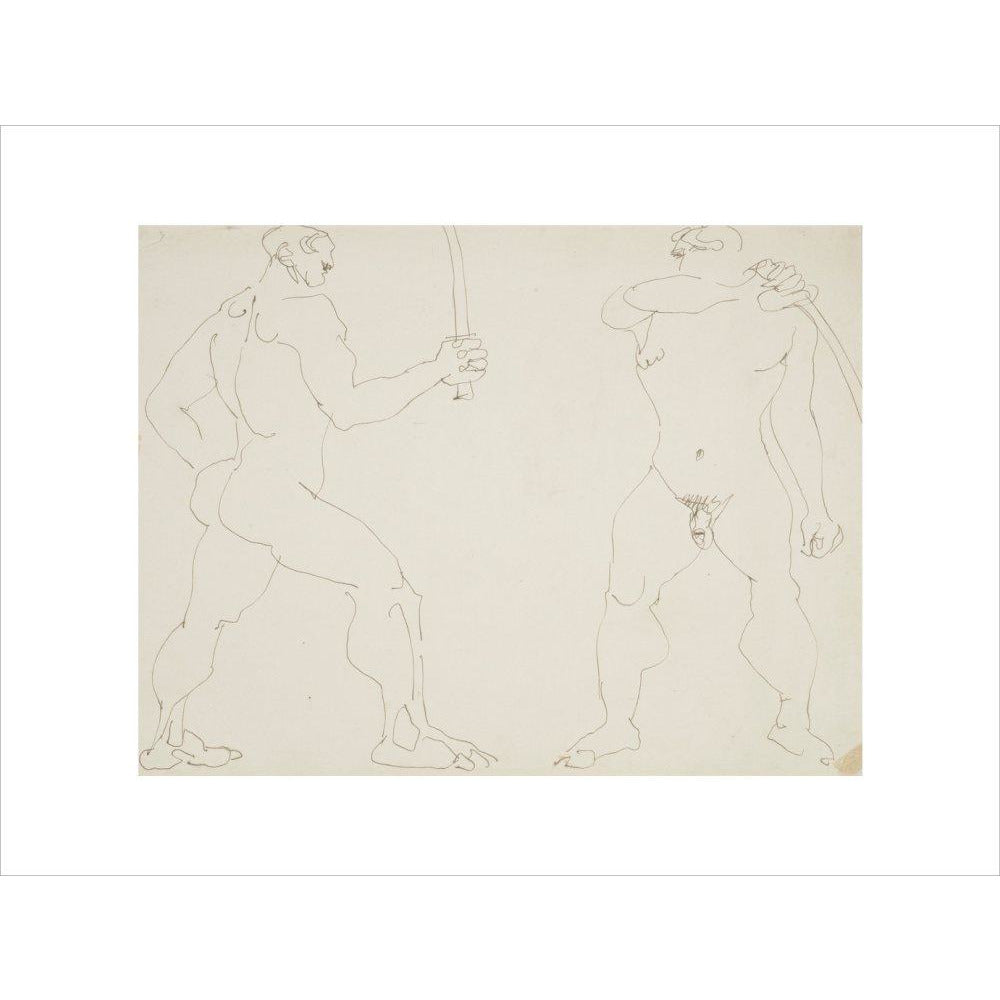 Two nude sword fighters - Art print