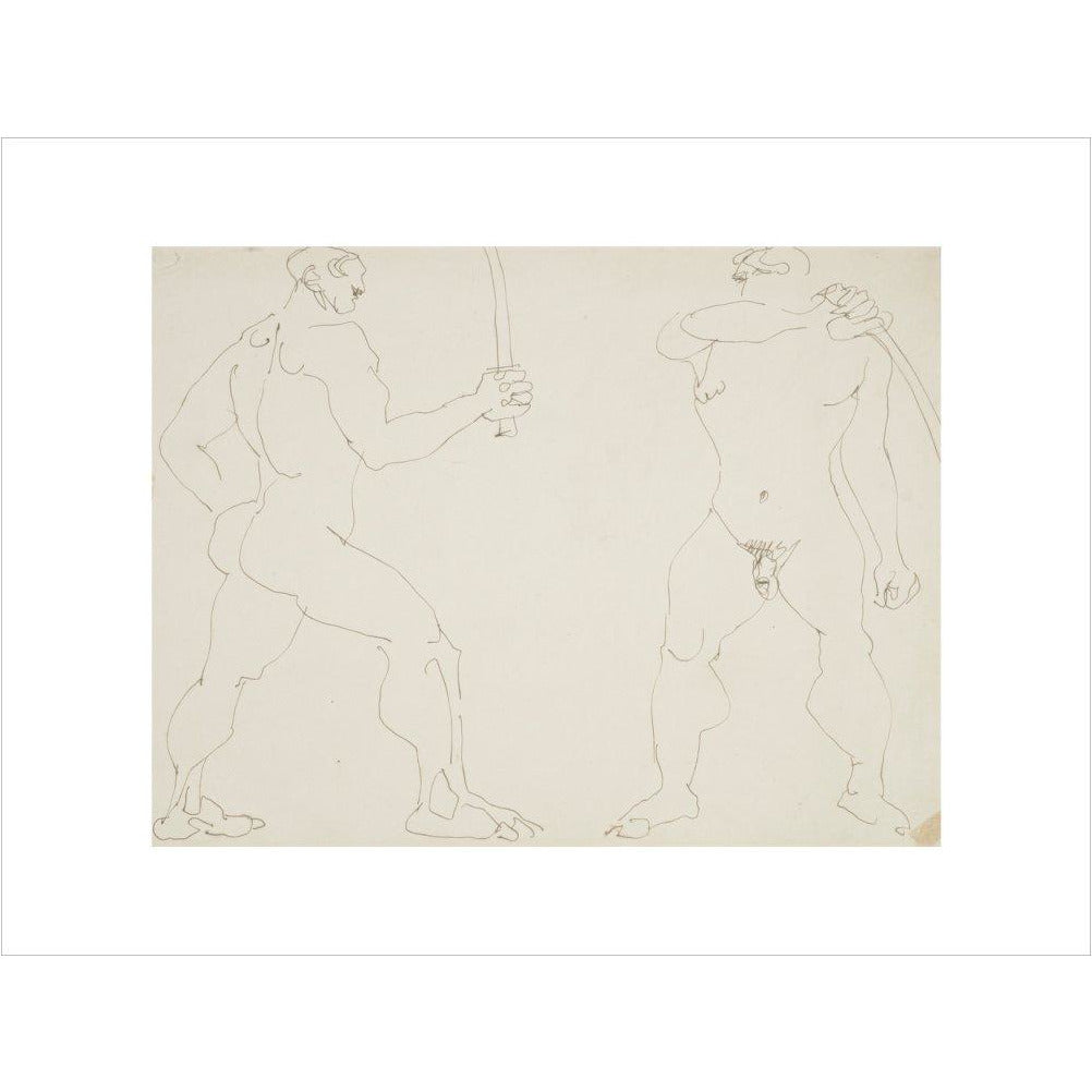 Two nude sword fighters - Art print