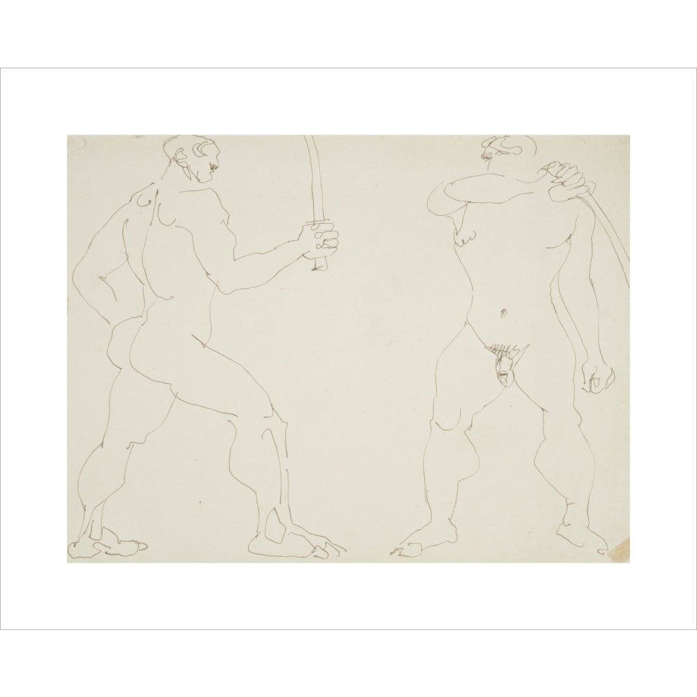 Two nude sword fighters - Art print