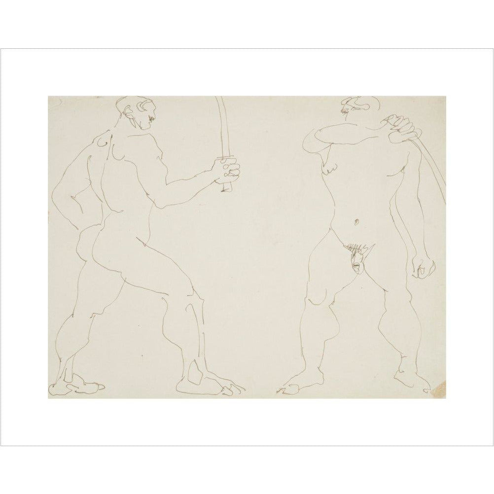Two nude sword fighters - Art print