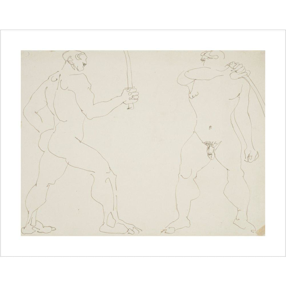 Two nude sword fighters - Art print