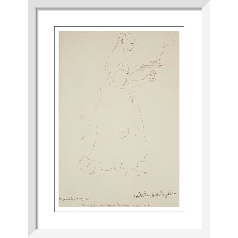 Woman carrying a plate (Sophie Brzeska) - Art print