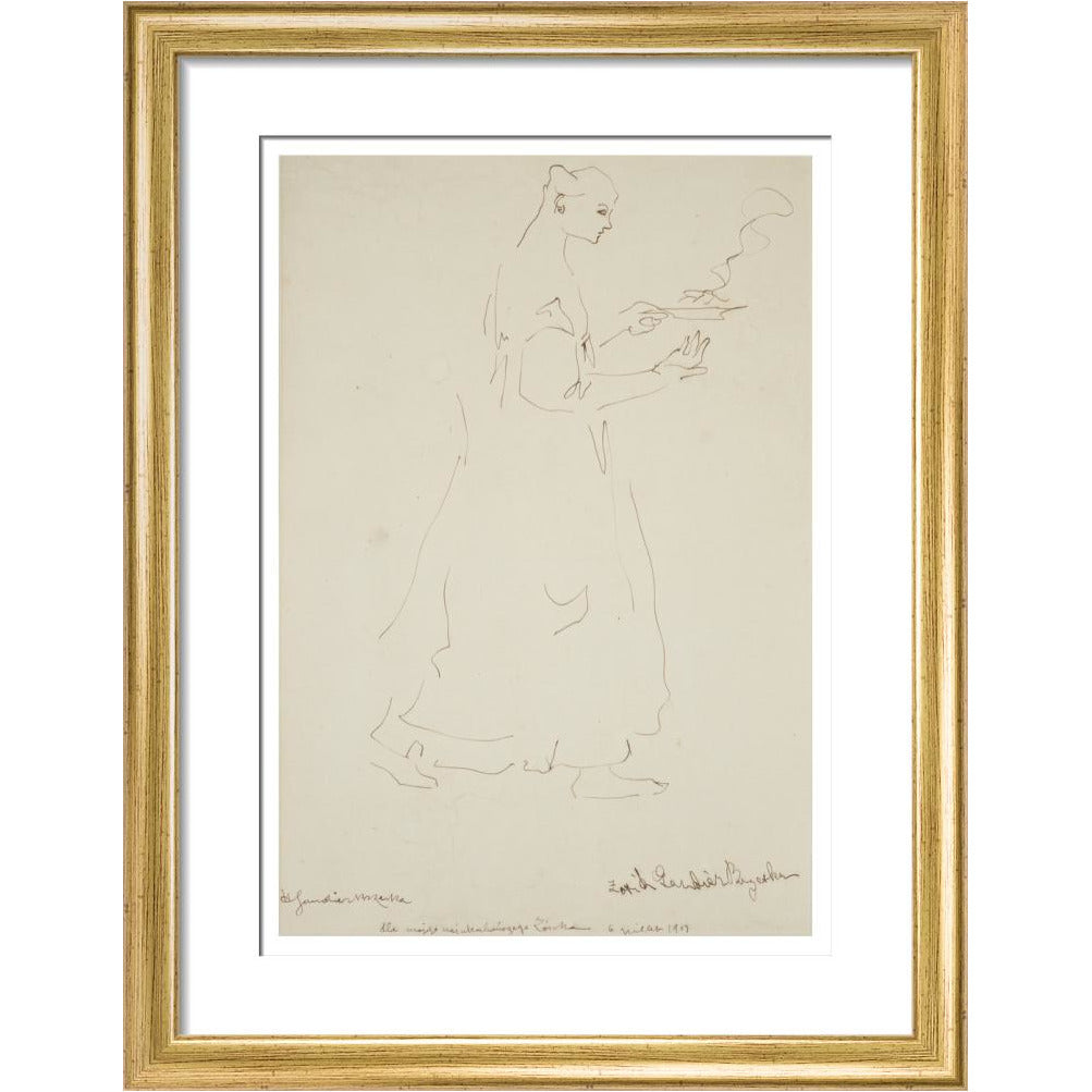 Woman carrying a plate (Sophie Brzeska) - Art print