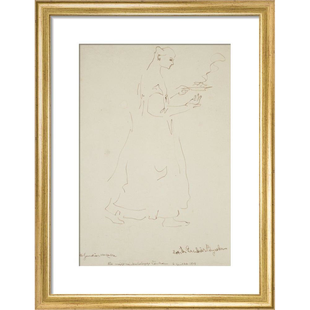 Woman carrying a plate (Sophie Brzeska) - Art print