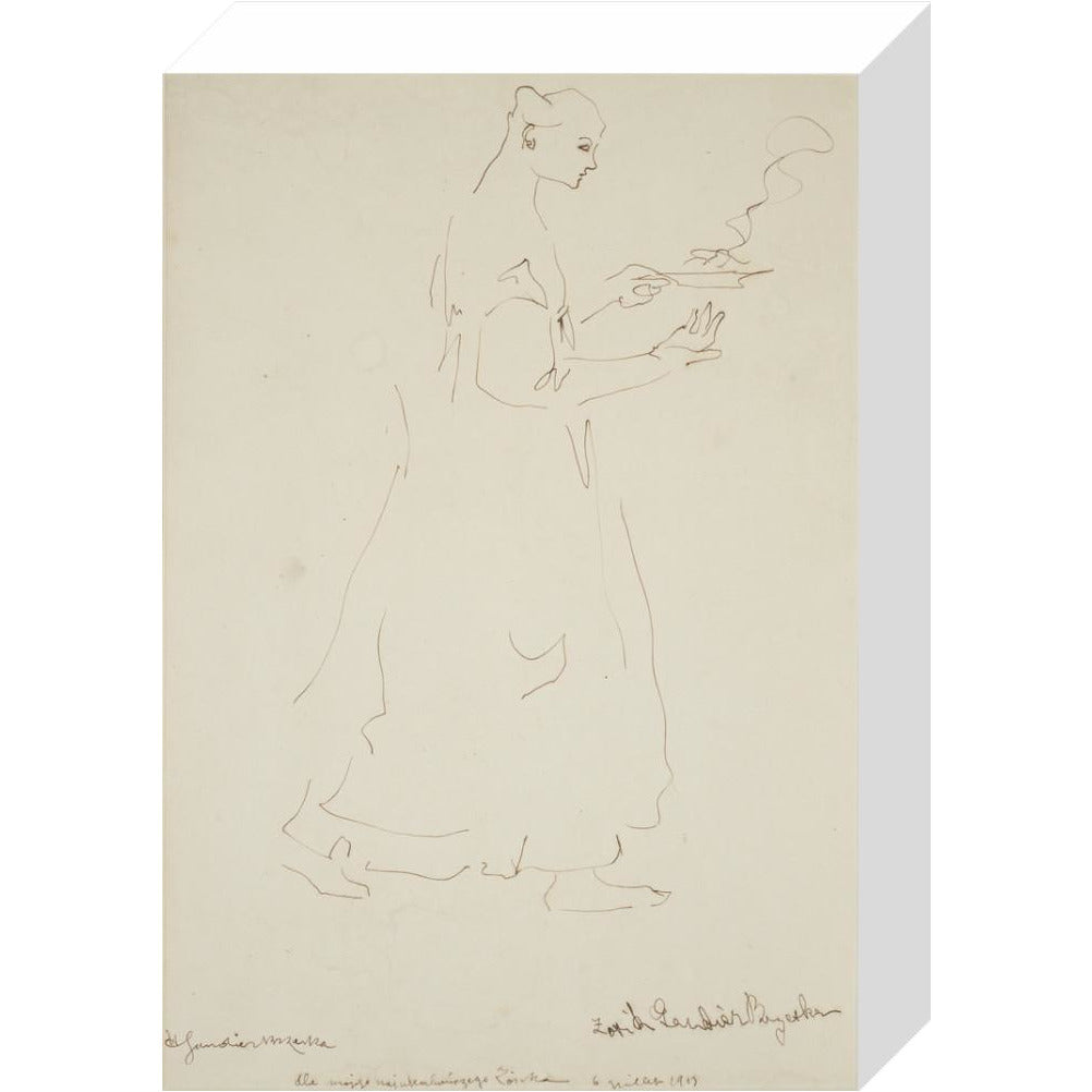 Woman carrying a plate (Sophie Brzeska) - Art print