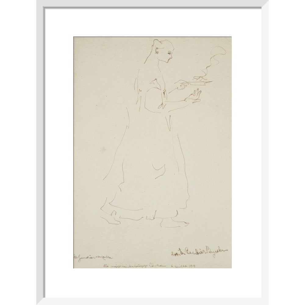 Woman carrying a plate (Sophie Brzeska) - Art print