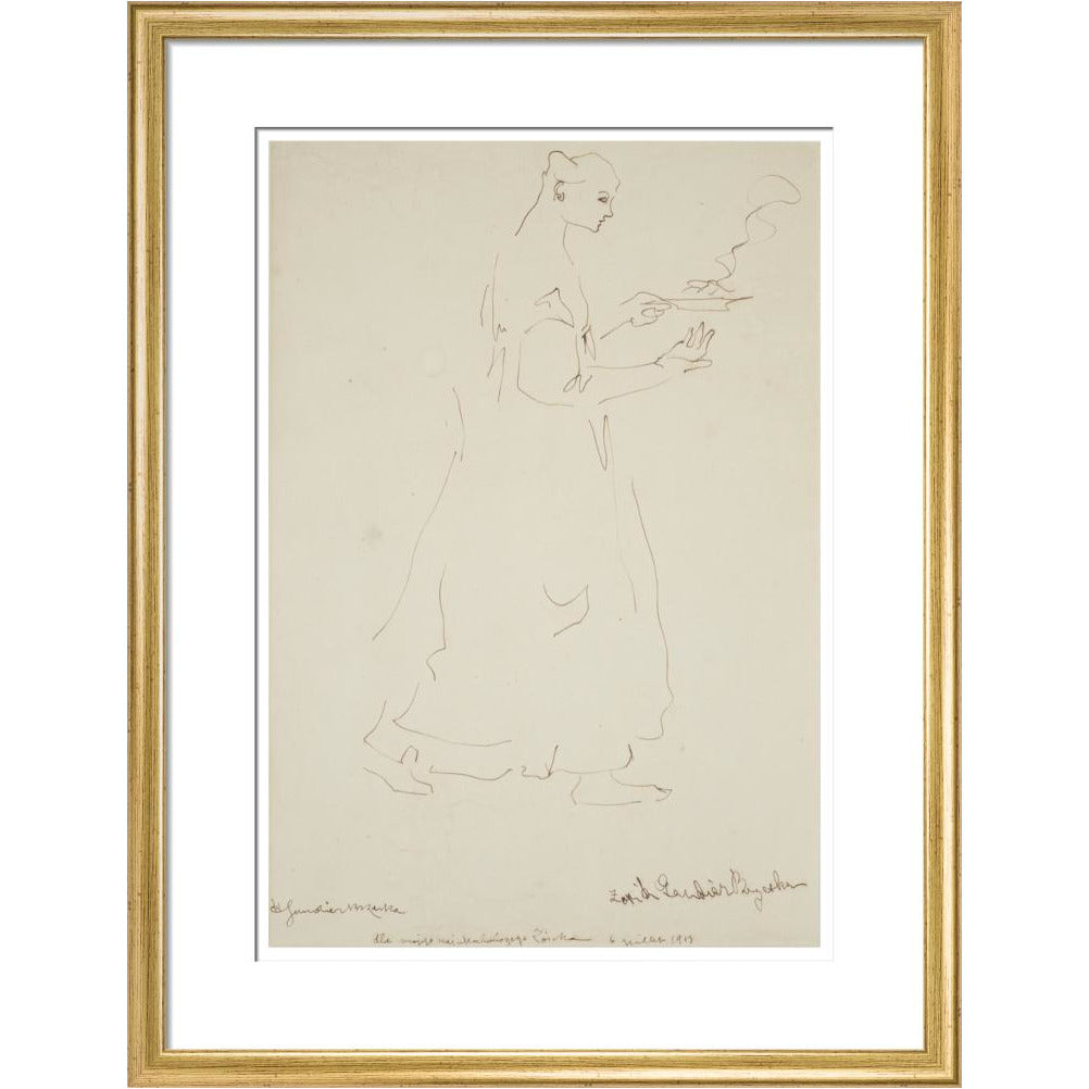 Woman carrying a plate (Sophie Brzeska) - Art print