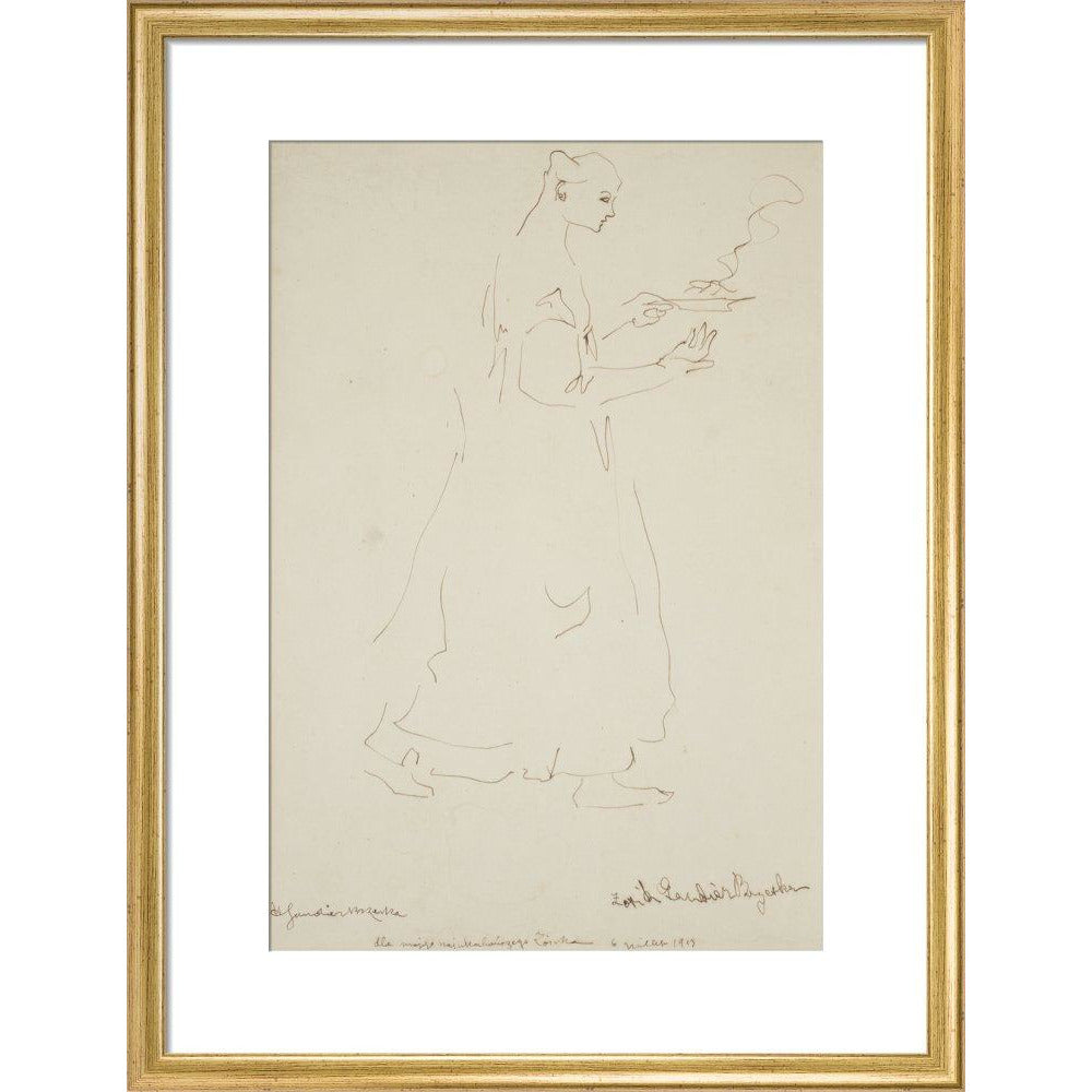 Woman carrying a plate (Sophie Brzeska) - Art print