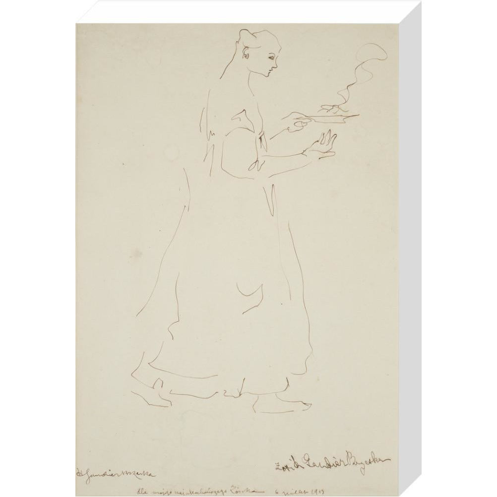 Woman carrying a plate (Sophie Brzeska) - Art print