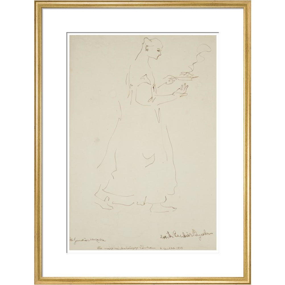 Woman carrying a plate (Sophie Brzeska) - Art print