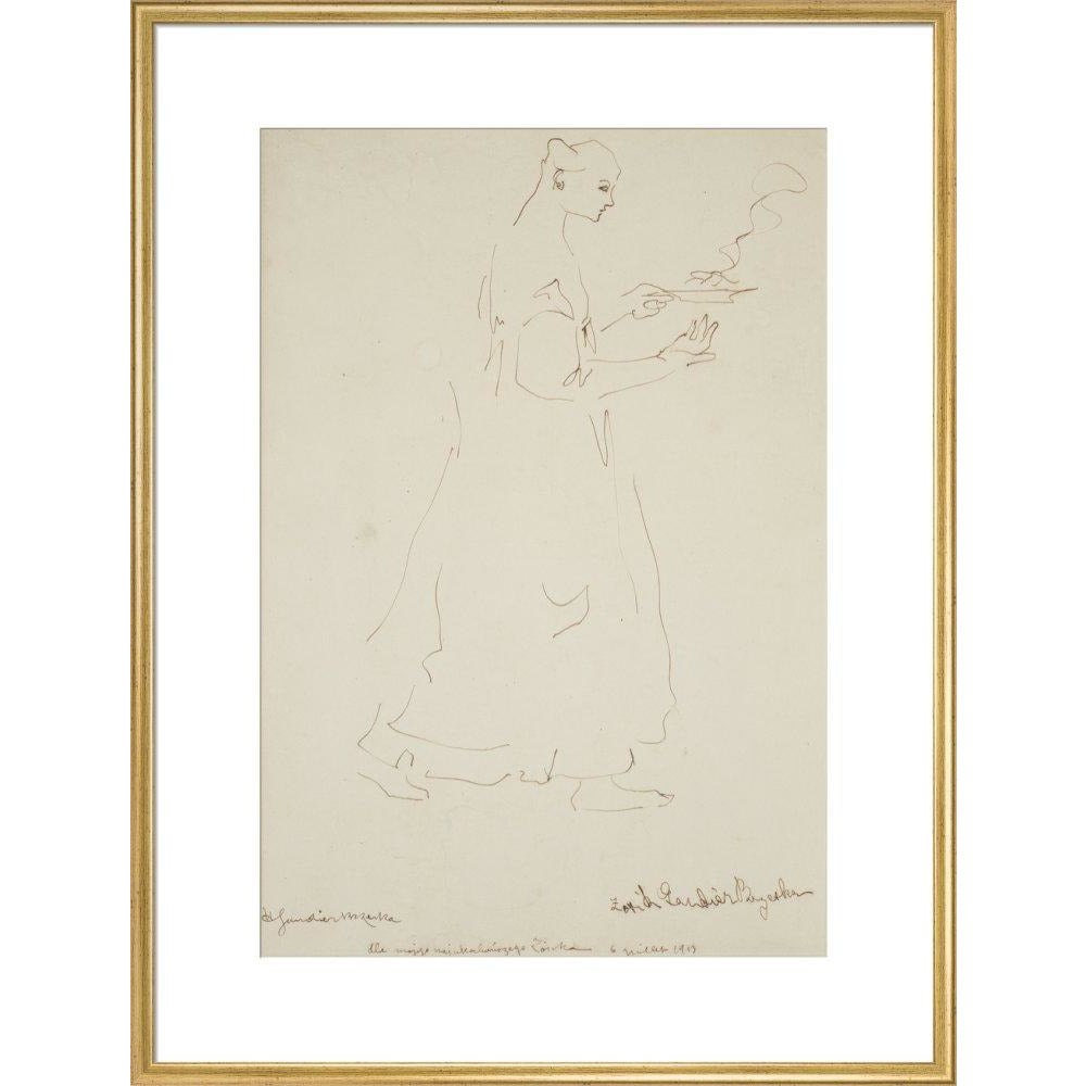 Woman carrying a plate (Sophie Brzeska) - Art print