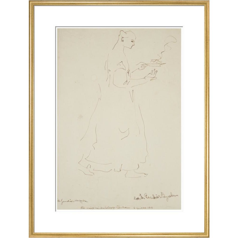 Woman carrying a plate (Sophie Brzeska) - Art print