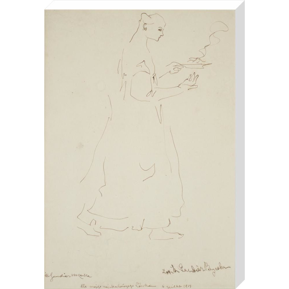 Woman carrying a plate (Sophie Brzeska) - Art print