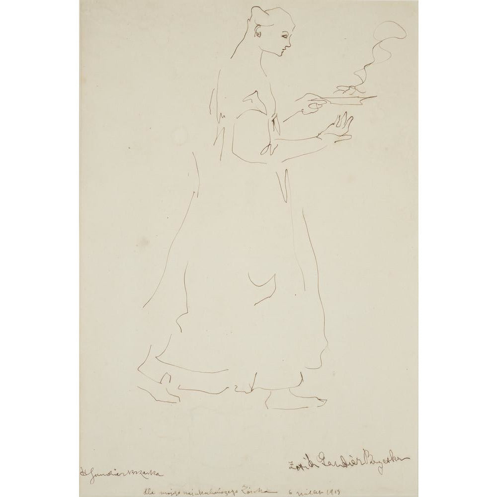 Woman carrying a plate (Sophie Brzeska) - Art print