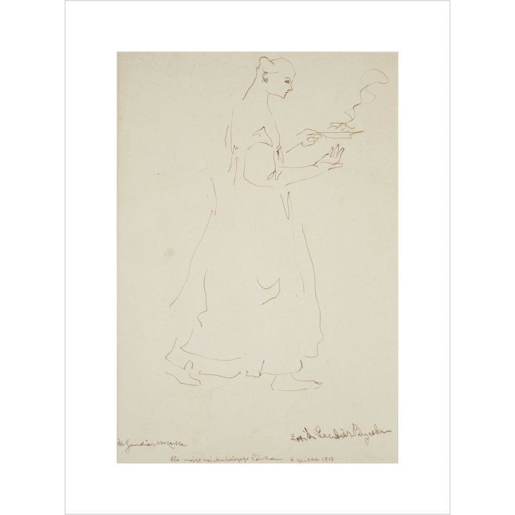 Woman carrying a plate (Sophie Brzeska) - Art print