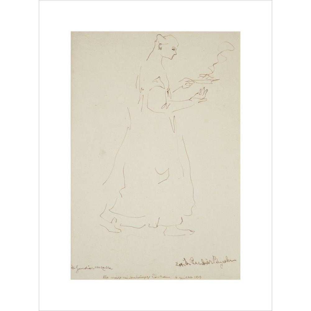 Woman carrying a plate (Sophie Brzeska) - Art print