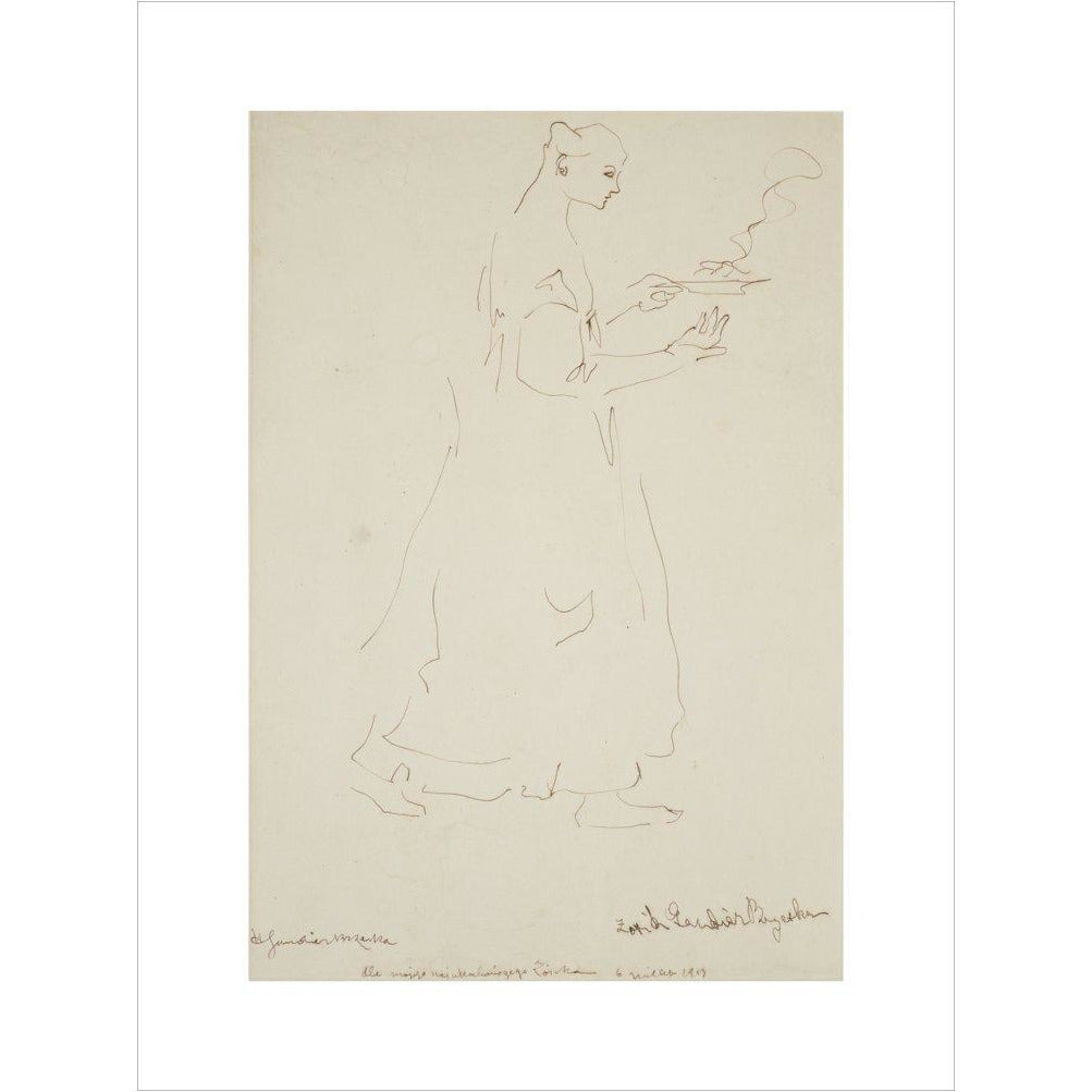 Woman carrying a plate (Sophie Brzeska) - Art print