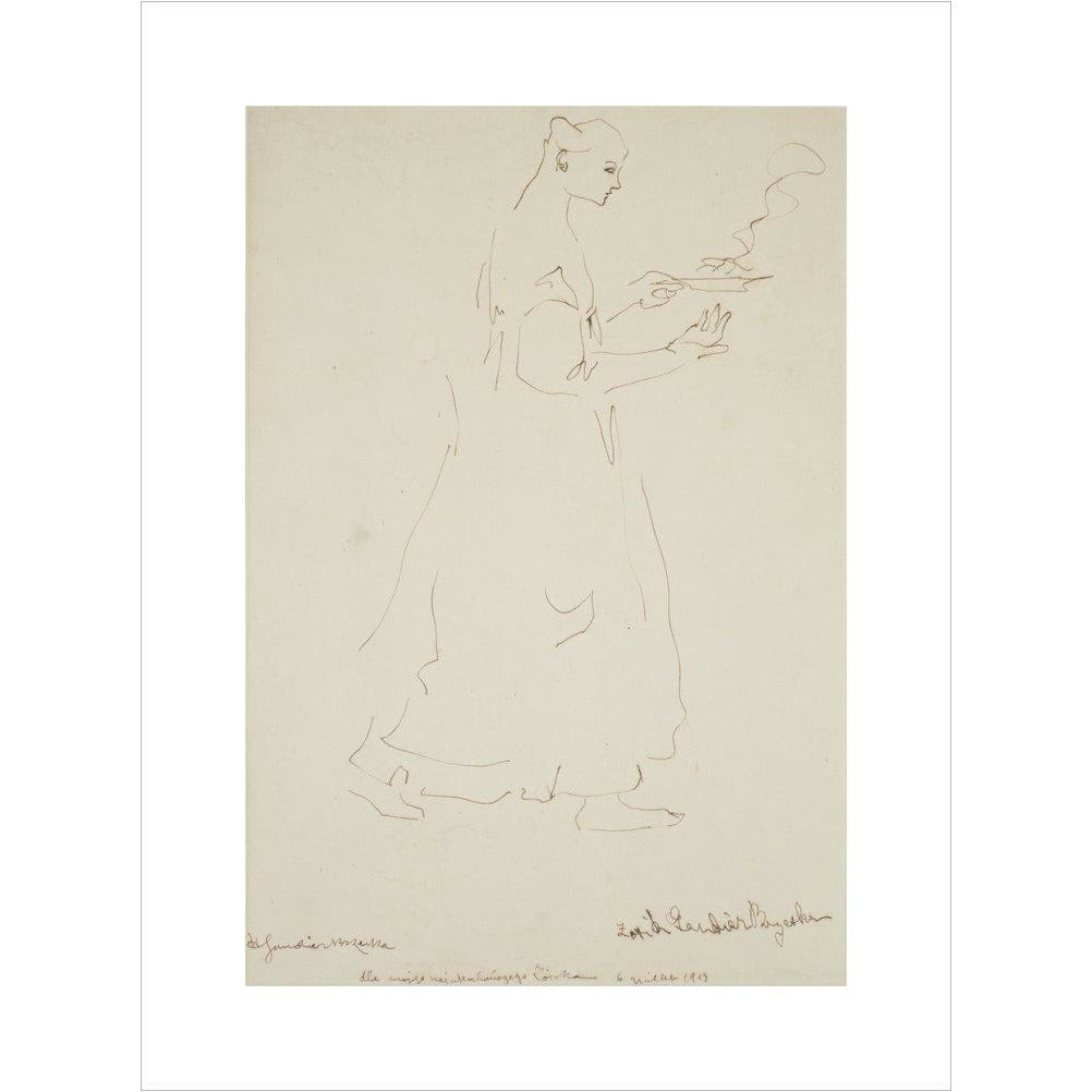 Woman carrying a plate (Sophie Brzeska) - Art print