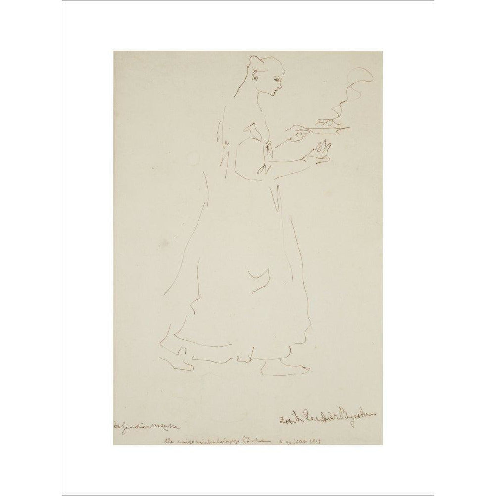Woman carrying a plate (Sophie Brzeska) - Art print