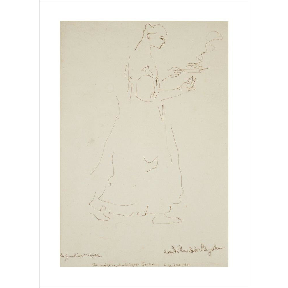 Woman carrying a plate (Sophie Brzeska) - Art print