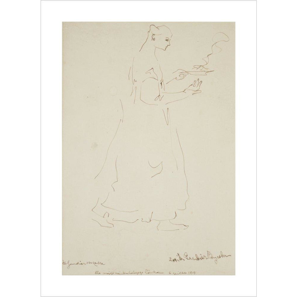 Woman carrying a plate (Sophie Brzeska) - Art print