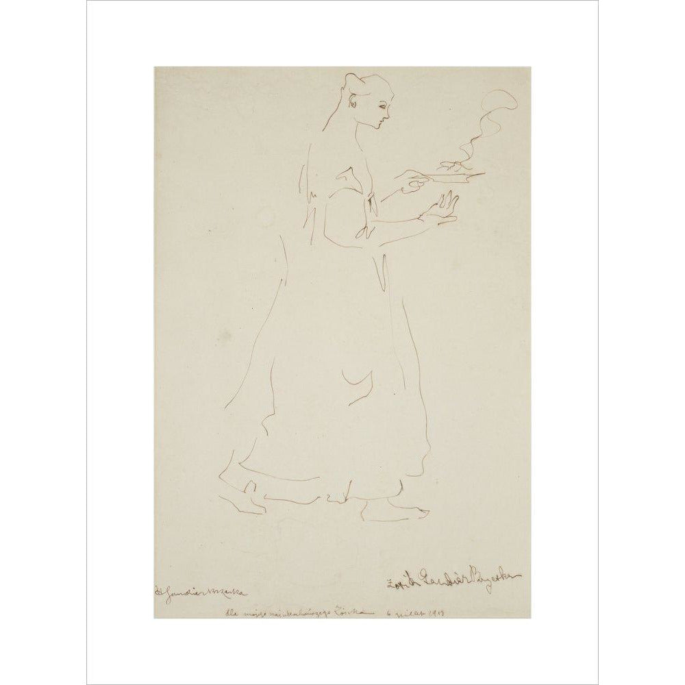 Woman carrying a plate (Sophie Brzeska) - Art print