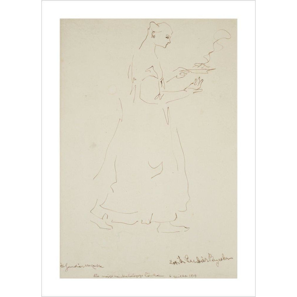 Woman carrying a plate (Sophie Brzeska) - Art print
