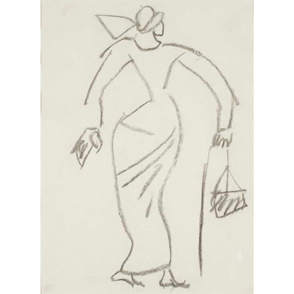 Woman with handbag - Art print
