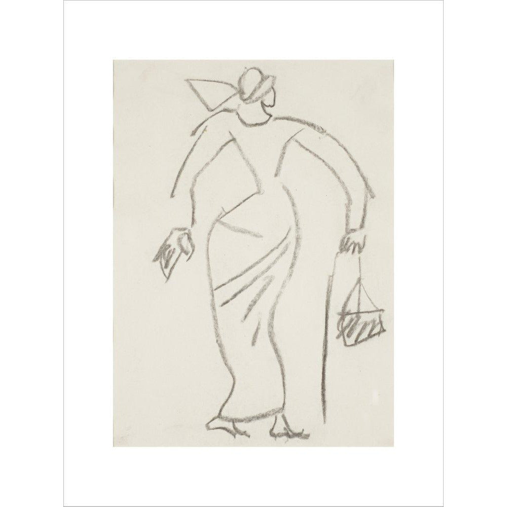 Woman with handbag - Art print