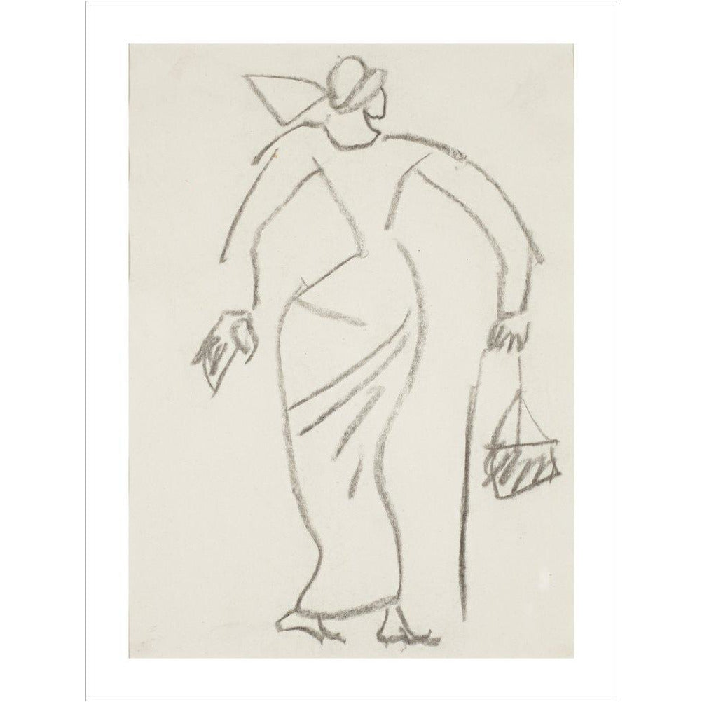Woman with handbag - Art print
